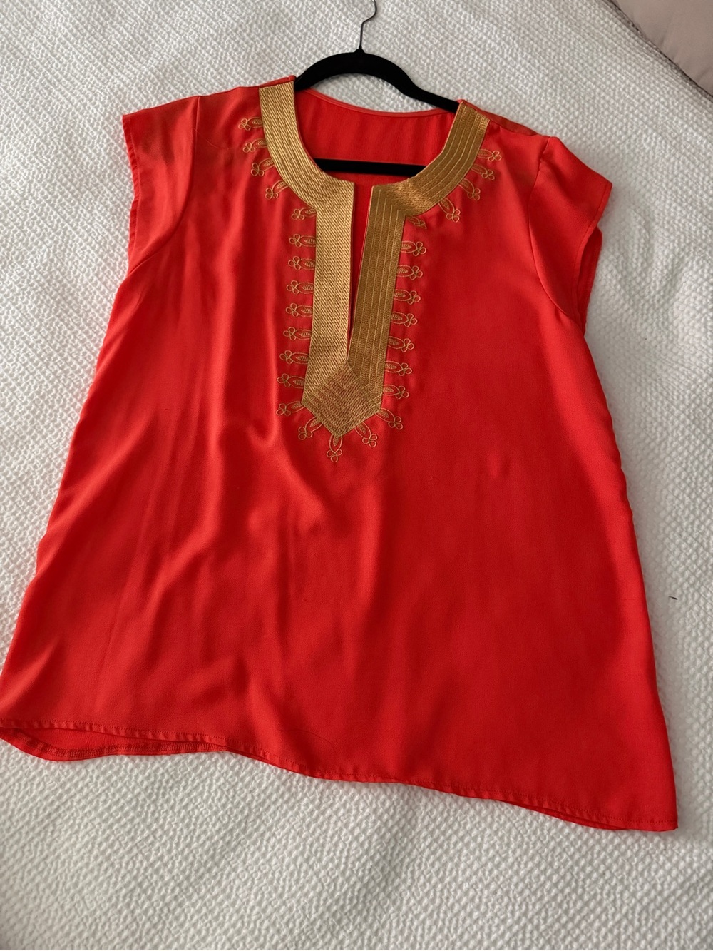 Orange Top with Gold Embroidered Trim